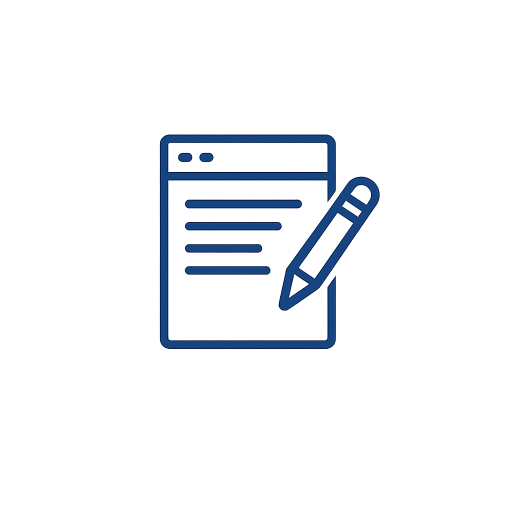 Minimalist navy blue line icon representing professional website content update services by Cape Cod Web Solutions