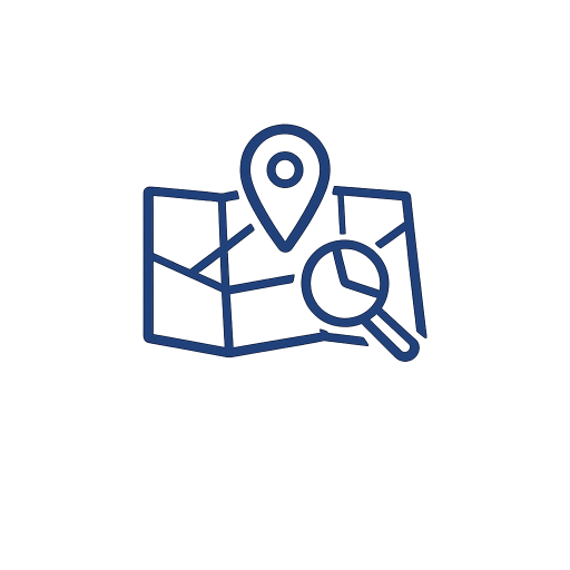 Minimalist navy blue line icon representing local SEO and Google Business Profile optimization services by Cape Cod Web Solutions