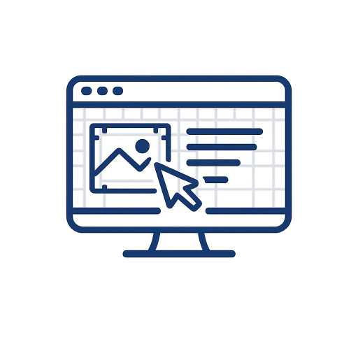 Minimalist navy blue line icon representing professional website design services by Cape Cod Web Solutions