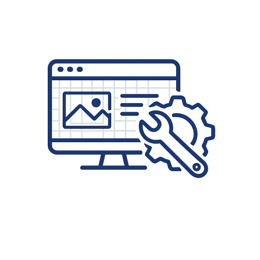 Minimalist navy blue line icon representing professional website maintenance services by Cape Cod Web Solutions